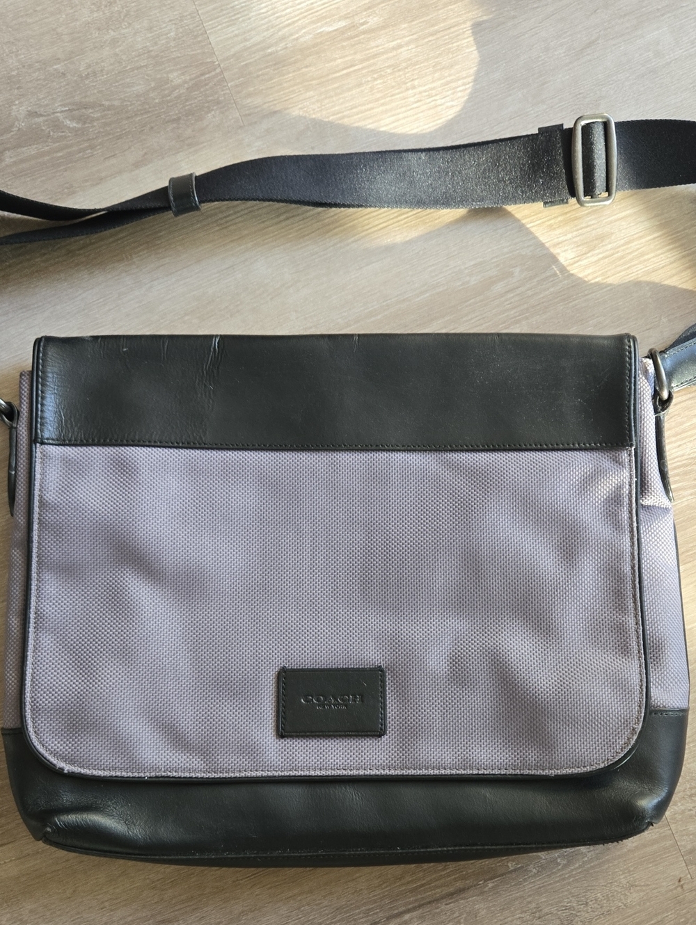 Coach Two-Tone Gray and Black Canvas Messenger Bag